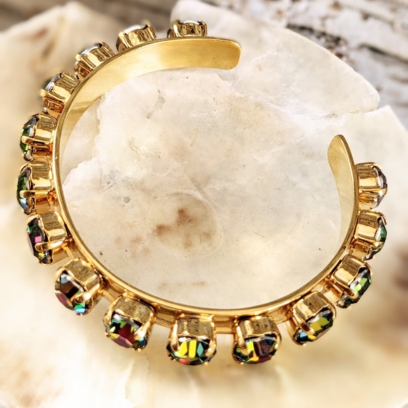 Volcano Mettalic AB Crystal from Swarovski In Gold Plated Cuff Bracelet - Picture 4 of 6